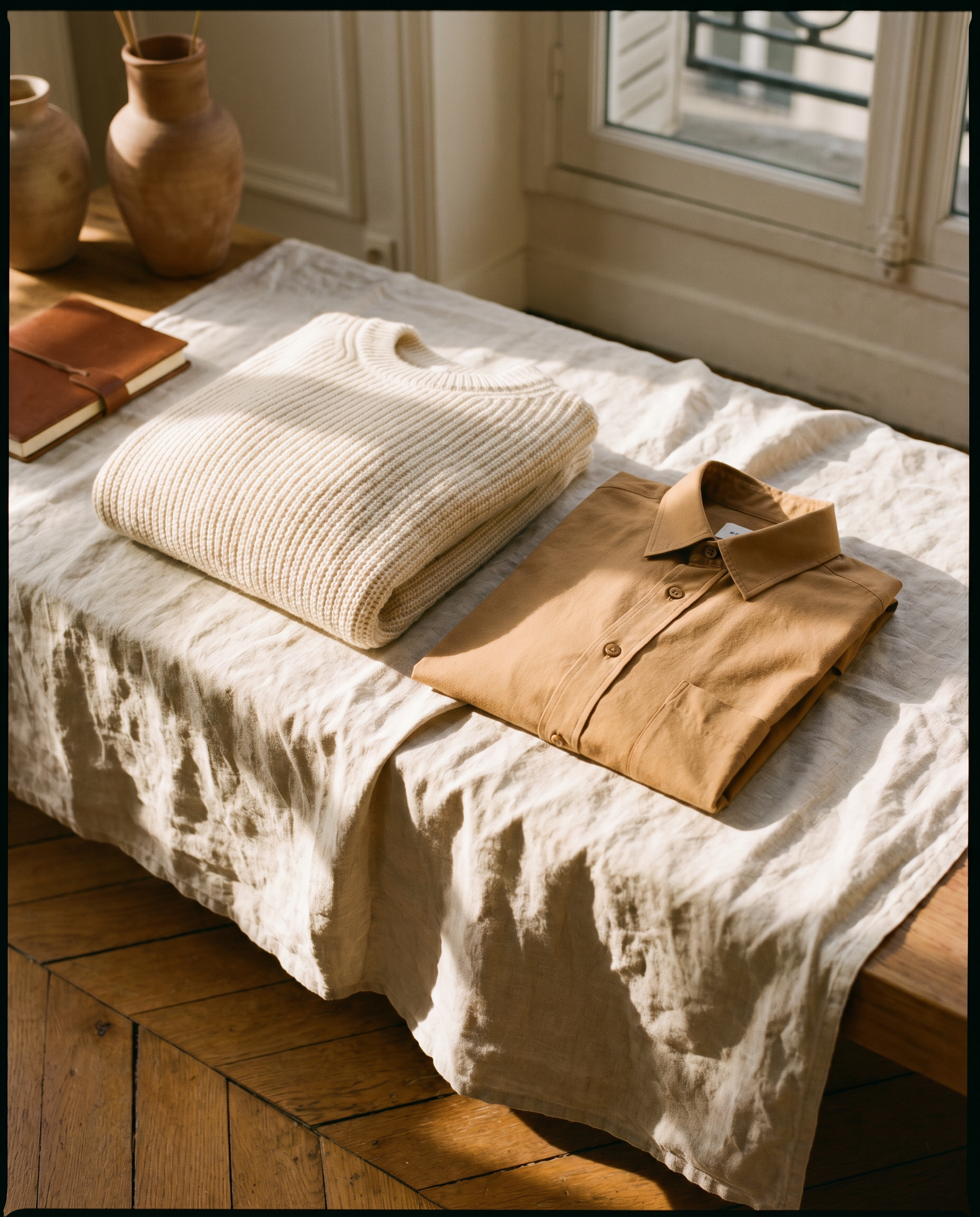 Riamo Milano returns guarantee - folded garments still life
